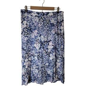 I.N. Studio Blue Floral Midi Skirt